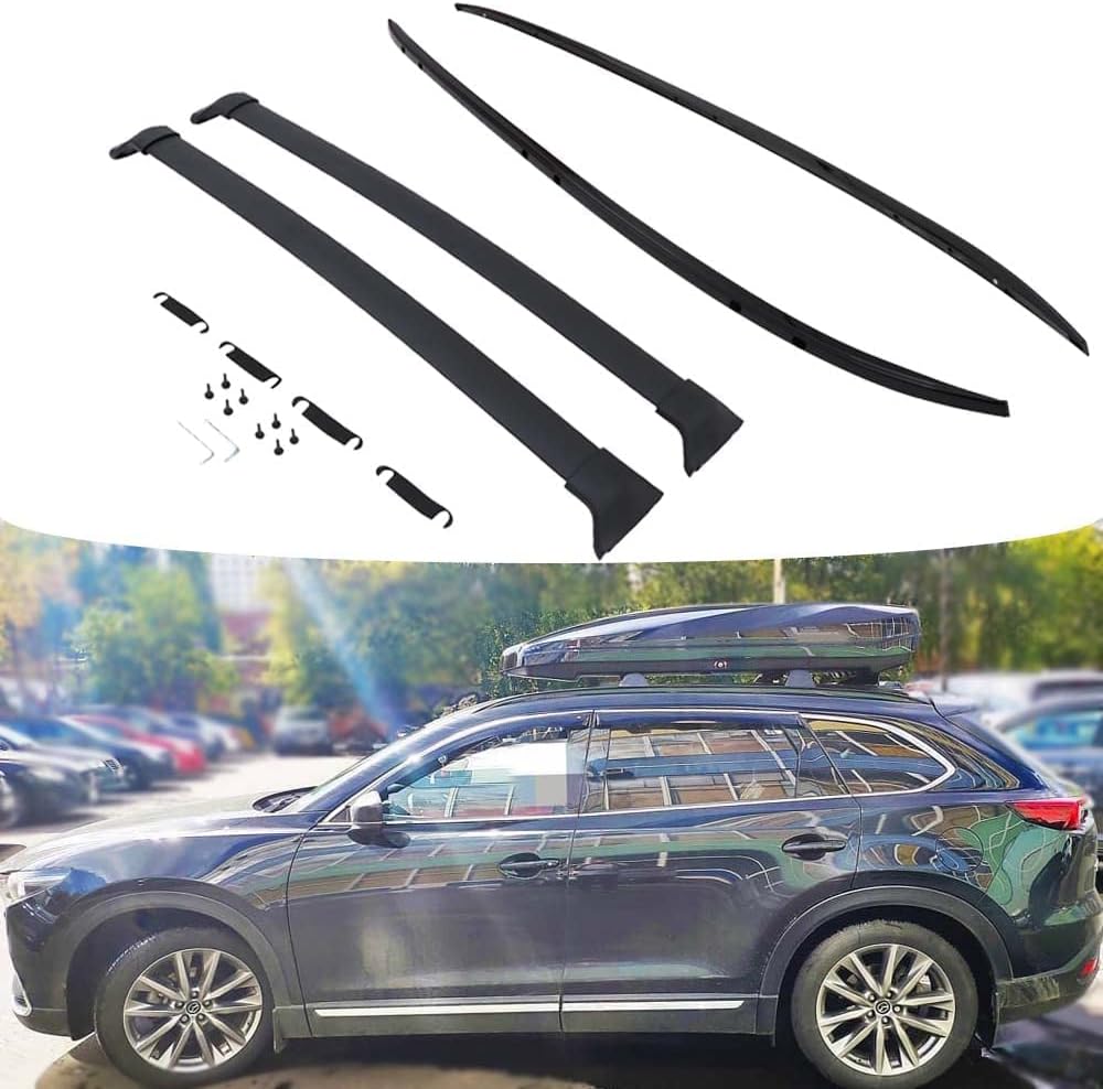 Roof Rail Rack & Cross Bar for Mazda CX-9 CX9 2016 2017 2018 2019 2020 2021 2022 Cargo Rooftop Accessories All Black