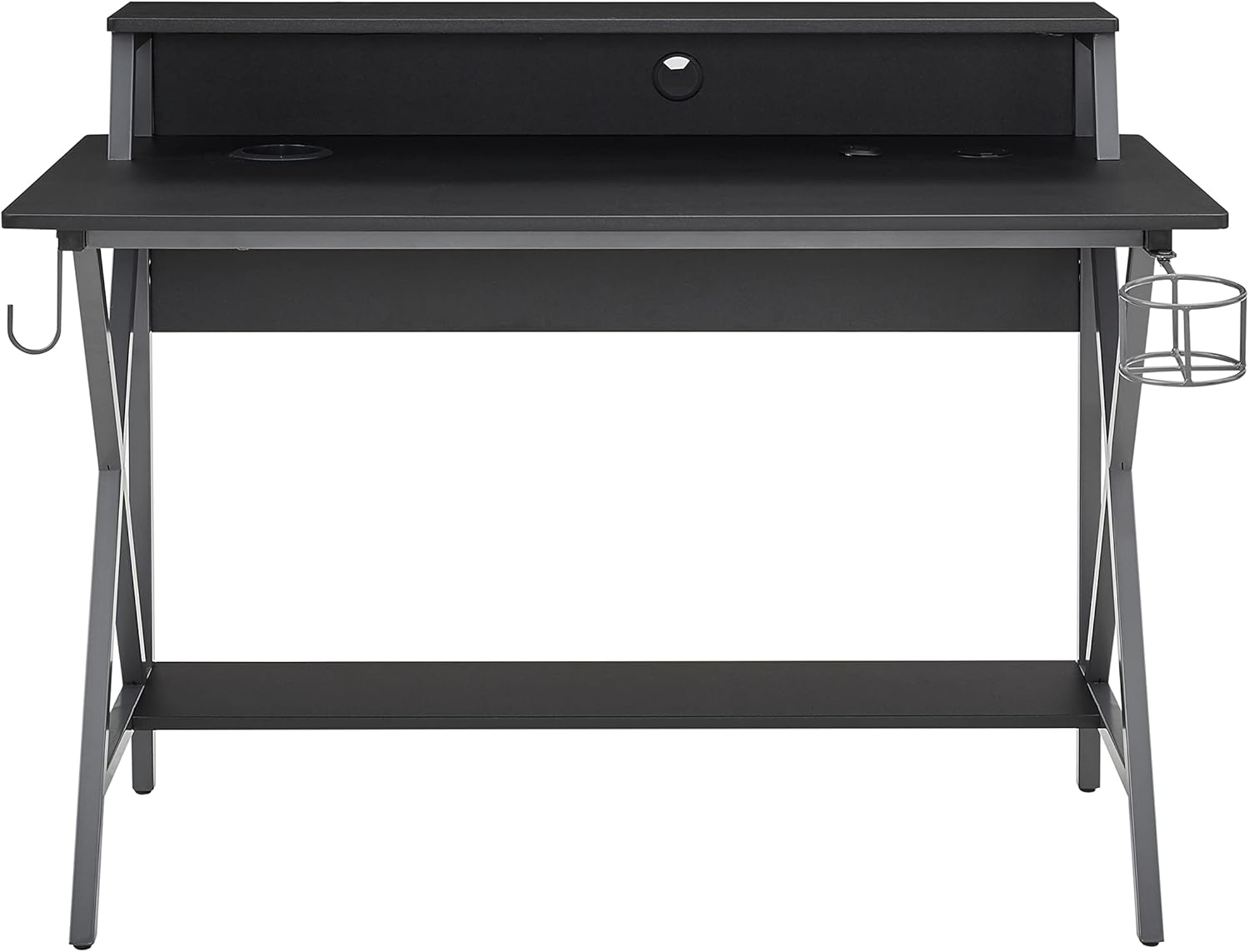 Linon Black & Grey Lars LED Gaming Desk, Black/Grey