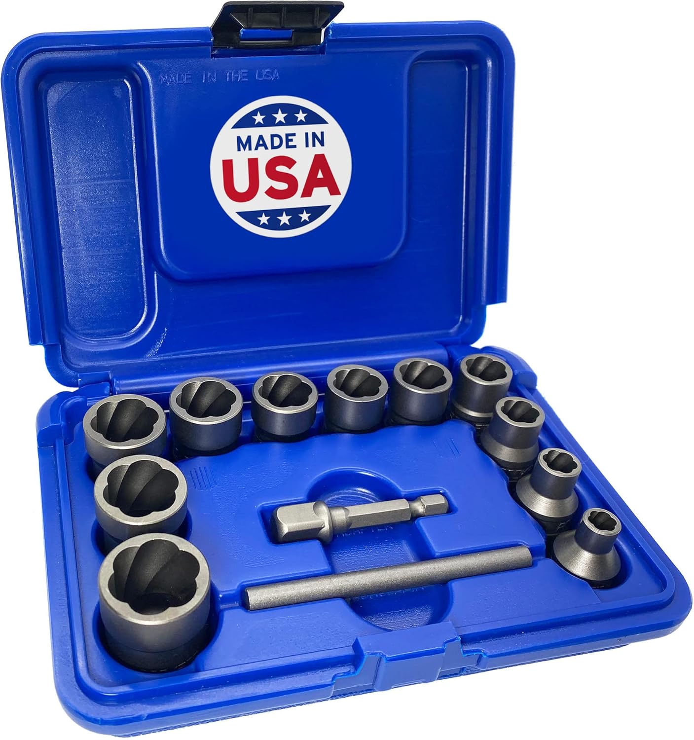 ROCKETSOCKET | 13 Piece Impact Grade Extraction Socket Set | Made in USA | ⅜&rdquo; Drive | Remove stripped, frozen, rounded-off Bolts, Nuts & Screws