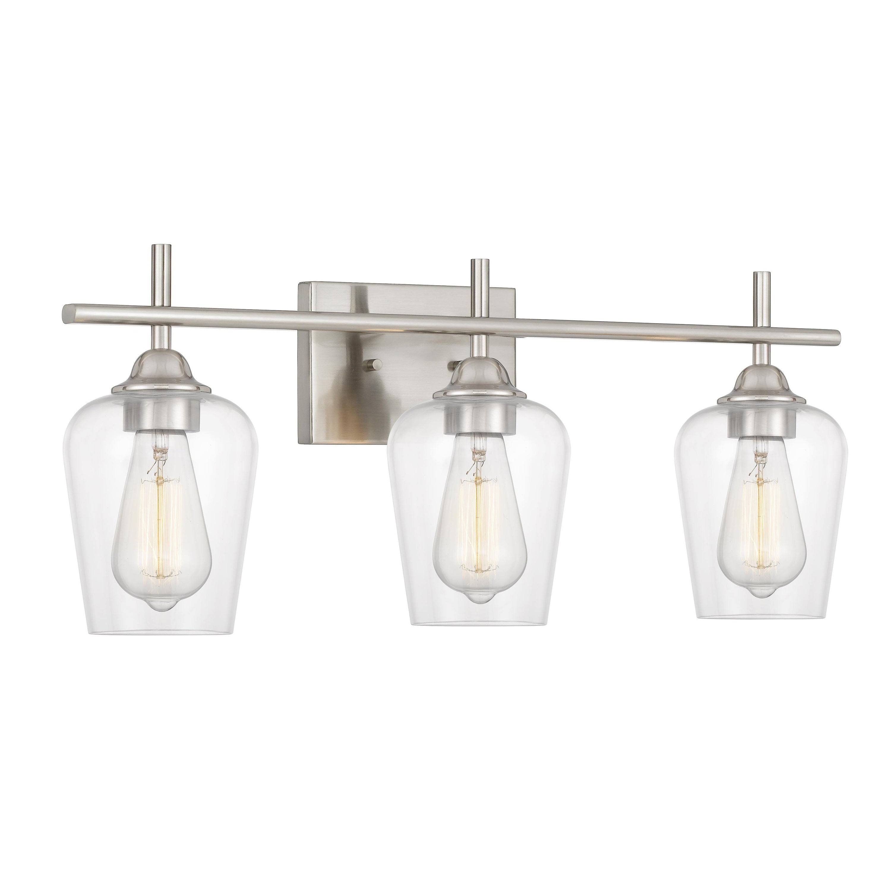Worldwide Lighting Bacchus 3-Light Brushed Nickel Finish Vanity Light 6.75 in. x 24 in. x 9.75 in.