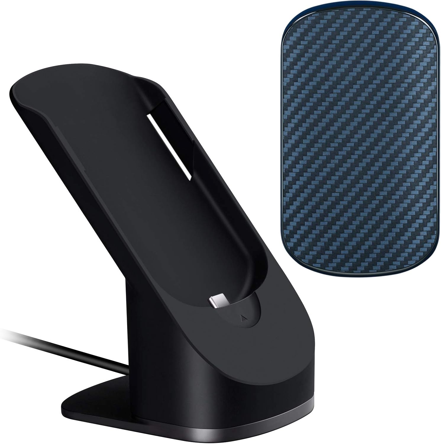 PITAKA 2 in 1 Magnetic Wireless Power Bank and Charging Dock MagEZ Juice 2 Portable Phone Charger Power Bank for Cell Phones & Qi-Enabled Devices - Black/Blue(Twill)