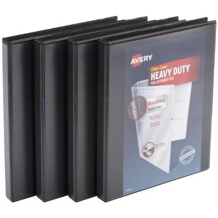 Avery 0.5x22 Black 3 Slant Ring Heavy-Duty View Binders - 4 ct
