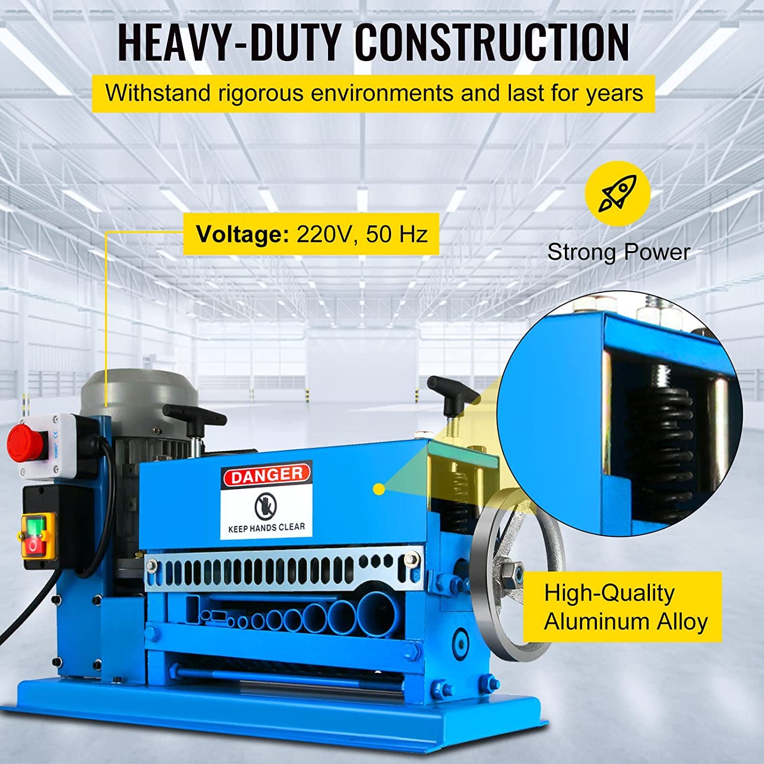 Happybuy Wire Stripping Machine DA 0.06 inch -1.5 inch,Wire Stripper Machine 11 Channels 10 Blades, Automatic Wire Stripping Tool with Manual Hand Cranked Industrial for Recycling Copper Wire