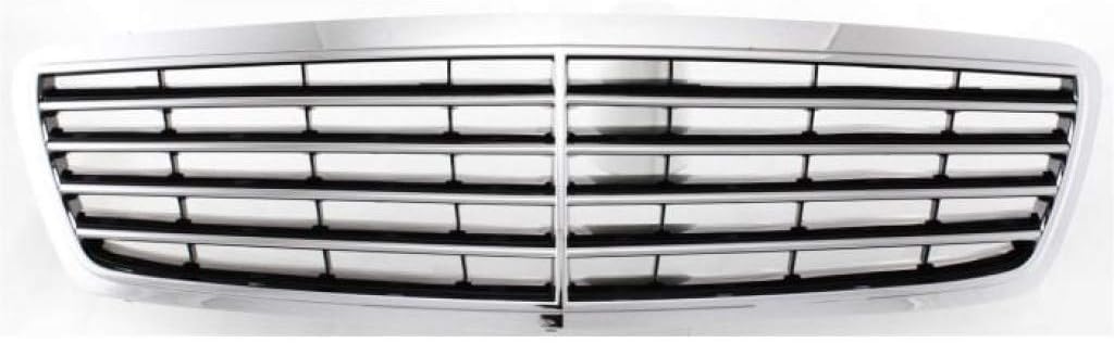 For Mercedes-Benz E320 / E430 / E55 AMG Grille Assembly 2000 2001 2002 | Chrome Shell/Painted Black Insert | Sedan | w/Avantgarde Package | Wagon | Plastic | MB1200116 | 21088006839040