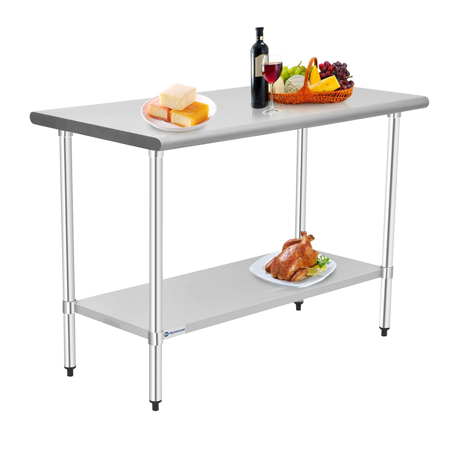 Aplancee Stainless Steel Prep & Work Table 30 x 24 Inches with Backsplash and Adjustable Undershelf Metal Utility Workstations for Kitchen or Restaurant Supplies