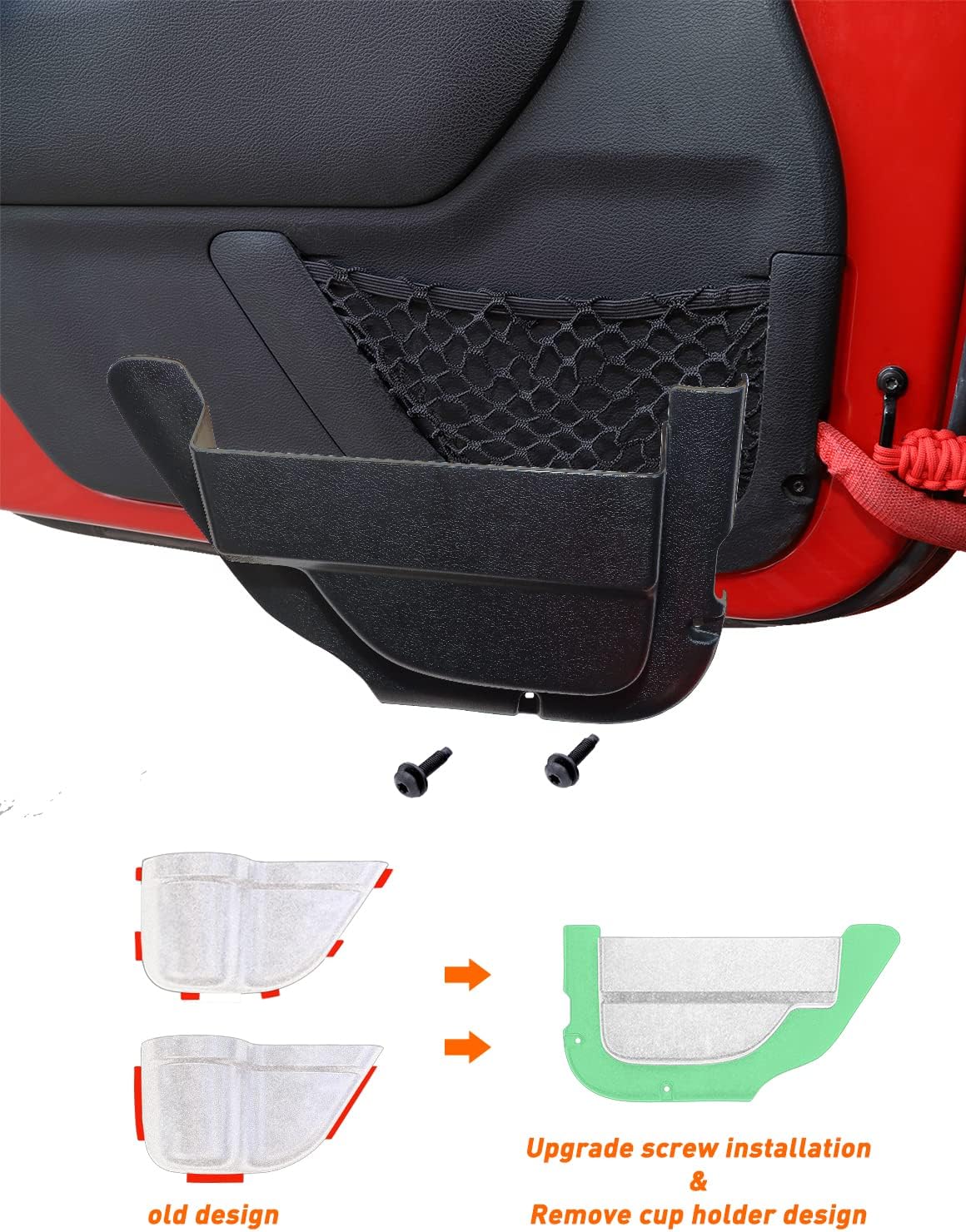 Savadicar DP4 Front Door Storage Pockets Without Cup Holder, Door Side Insert Box Organizer for 2011-2018 Jeep Wrangler JK JKU 2/4 Door, Interior Expansion Accessories, Patented Design, Black, 2 PCS