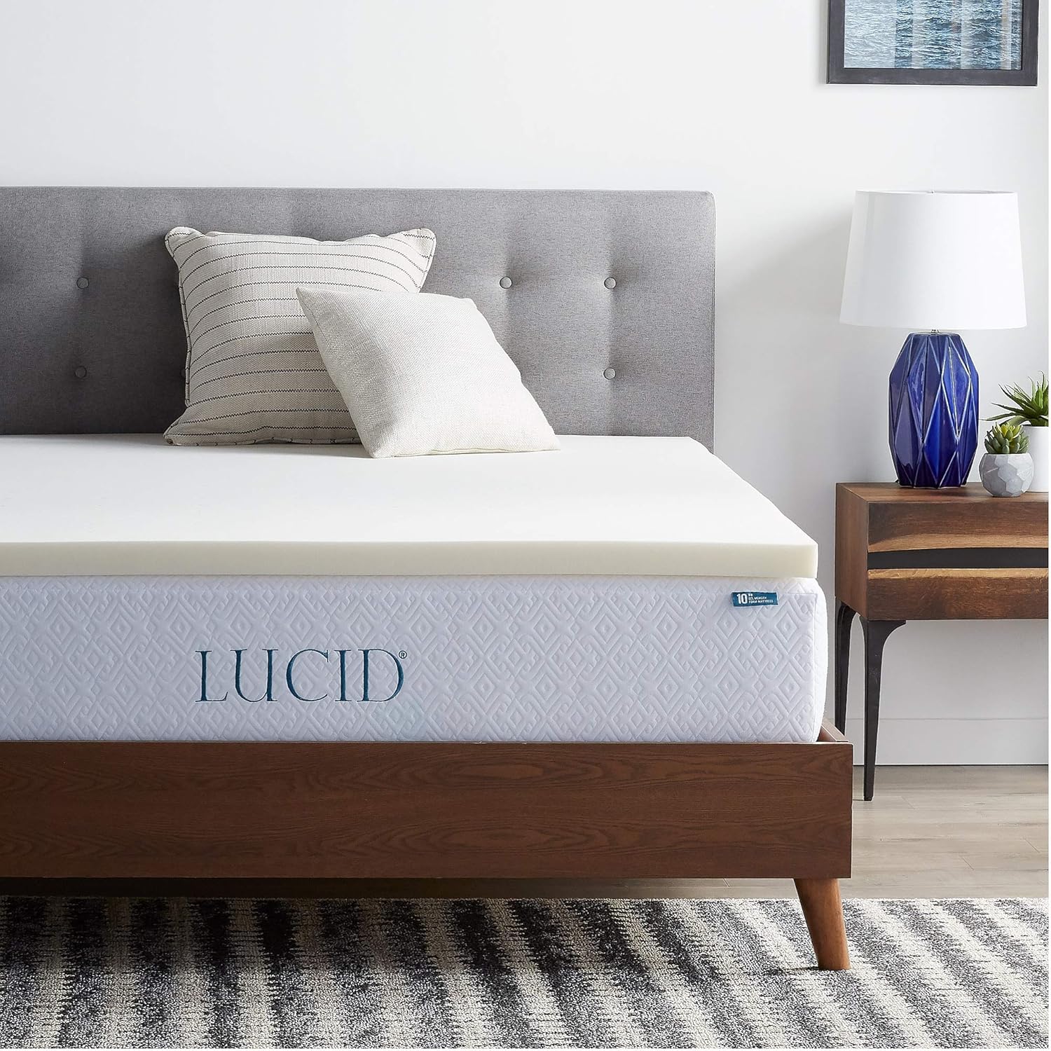 LUCID Traditional Foam Topper -Plush- Ventilated - Versatile - Conforming Support Mattress, Full Pack of 2