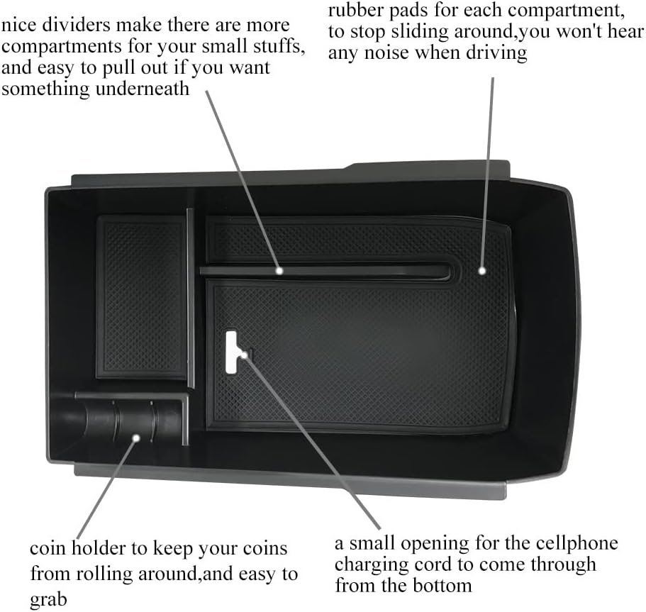 VESUL Center Console Organizer Armrest Tray Insert Organizer Compatible with Acura RDX 2013 2014 2015 2016 2017 2018 ABS Armrest Storage Box Glove Pallet