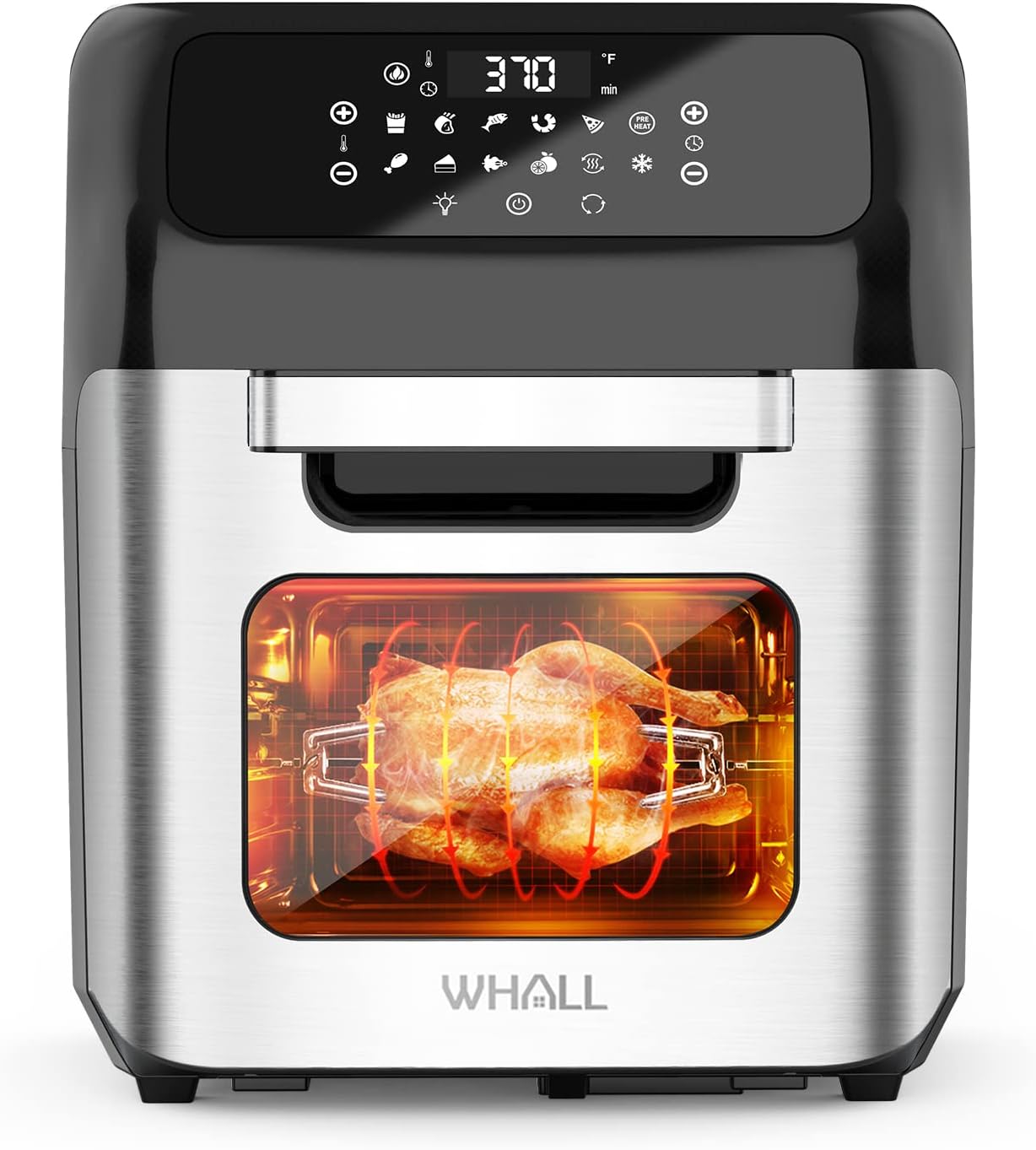 whall Air Fryer, 13QT Air Fryer Oven, Family Rotisserie Oven, 1700W Electric Air Fryer Toaster Oven, Tilt led Digital Touchscreen, 12-in-1 Presets for Baking, Roasting, Dehydrating, with Accessories