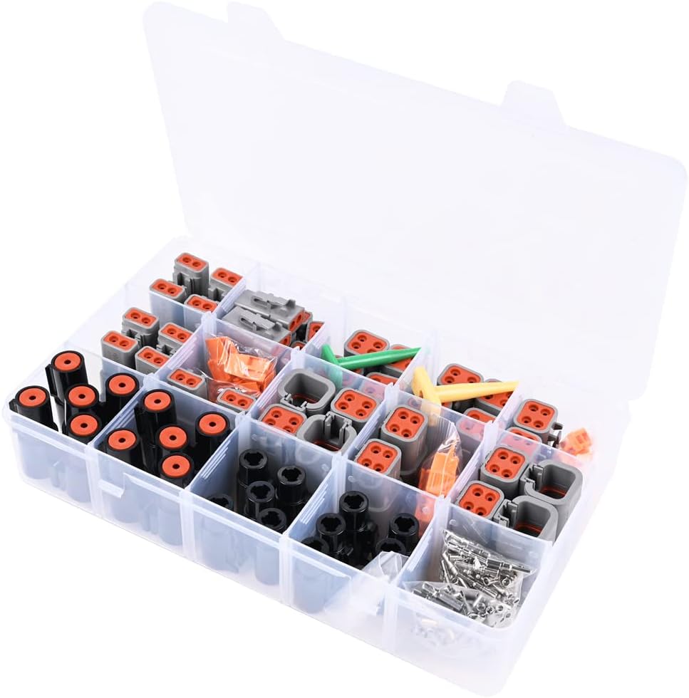 JRready ST6292 Deutsch Connector Kit DTP 2 4 Pin and DTHD 1 Pin Connectors Automotive Electrical Connectors with Size 12 Solid Contacts Crimp Wire Gauge 12-14AWG,25A