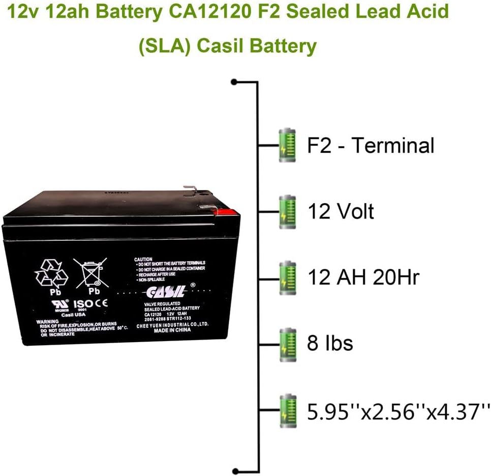 2 Pack 12v 12ah F2 Sealed Lead Acid DEEP-Cycle Rechargeable Battery