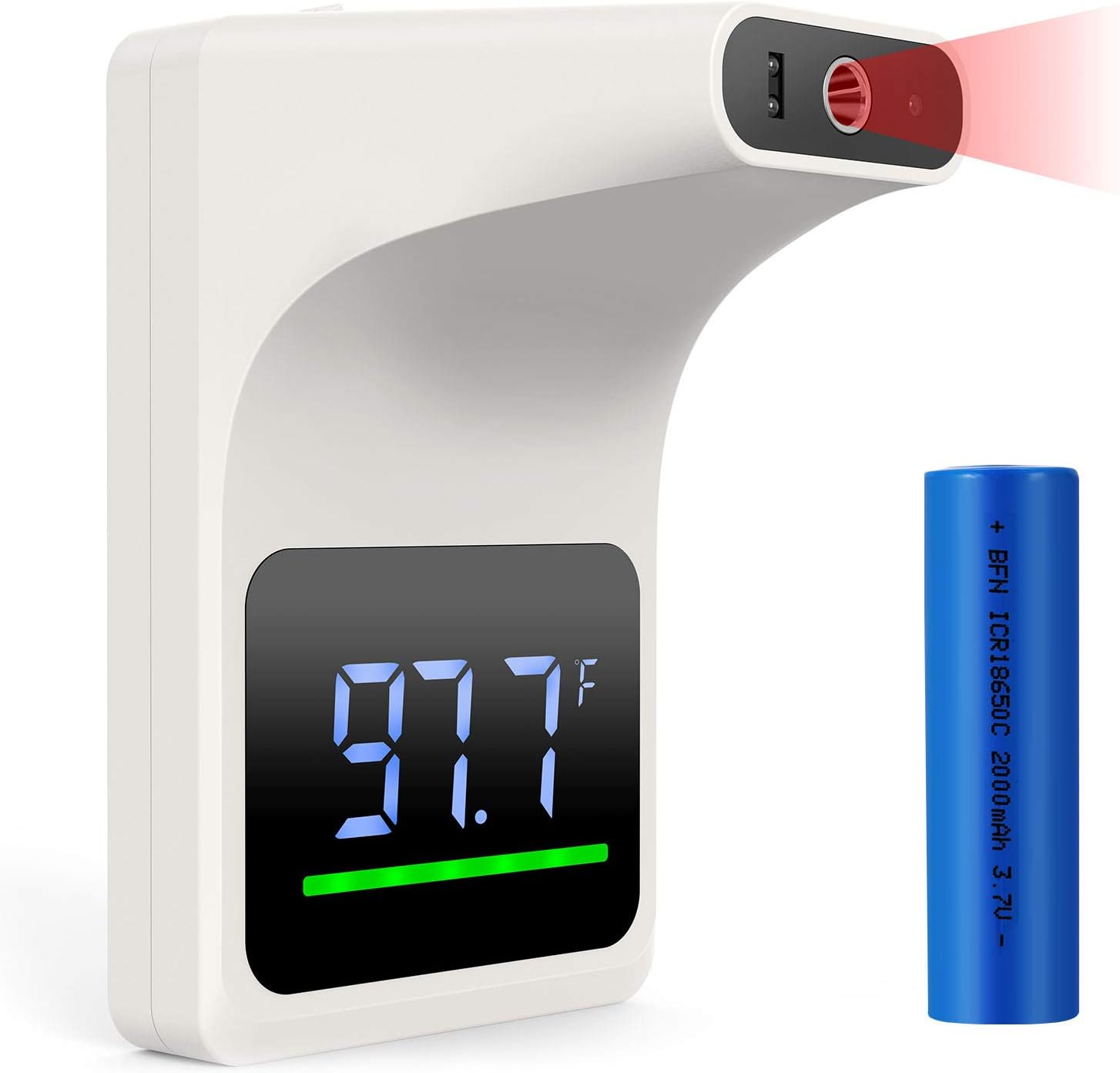 GEKKA Wall Mounted Infrared Forehead Thermometer for Adults, Non Contact Digital Wall Thermometer with LCD Display Fever Alarm Accurate Instant Reading for Offices, Schools, Factories Pack of 2