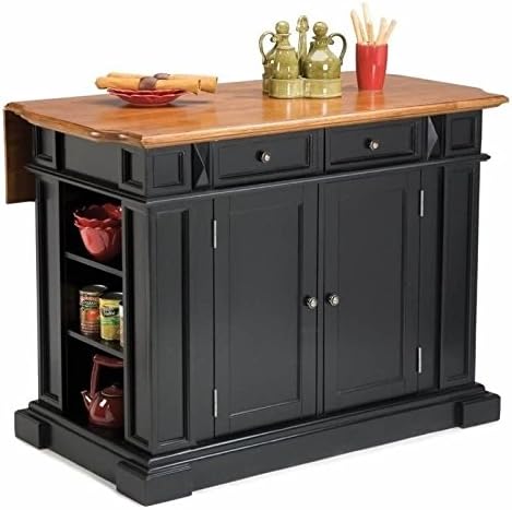 BOWERY HILL Kitchen Island with Breakfast Bar in Black