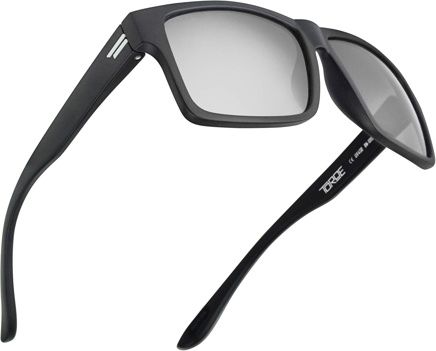 TOROE Matte Black Unbreakable TR90 Frame Sunglasses w/ Polycarbonate Polarized Hydrophobic Coated Mirrored Lens