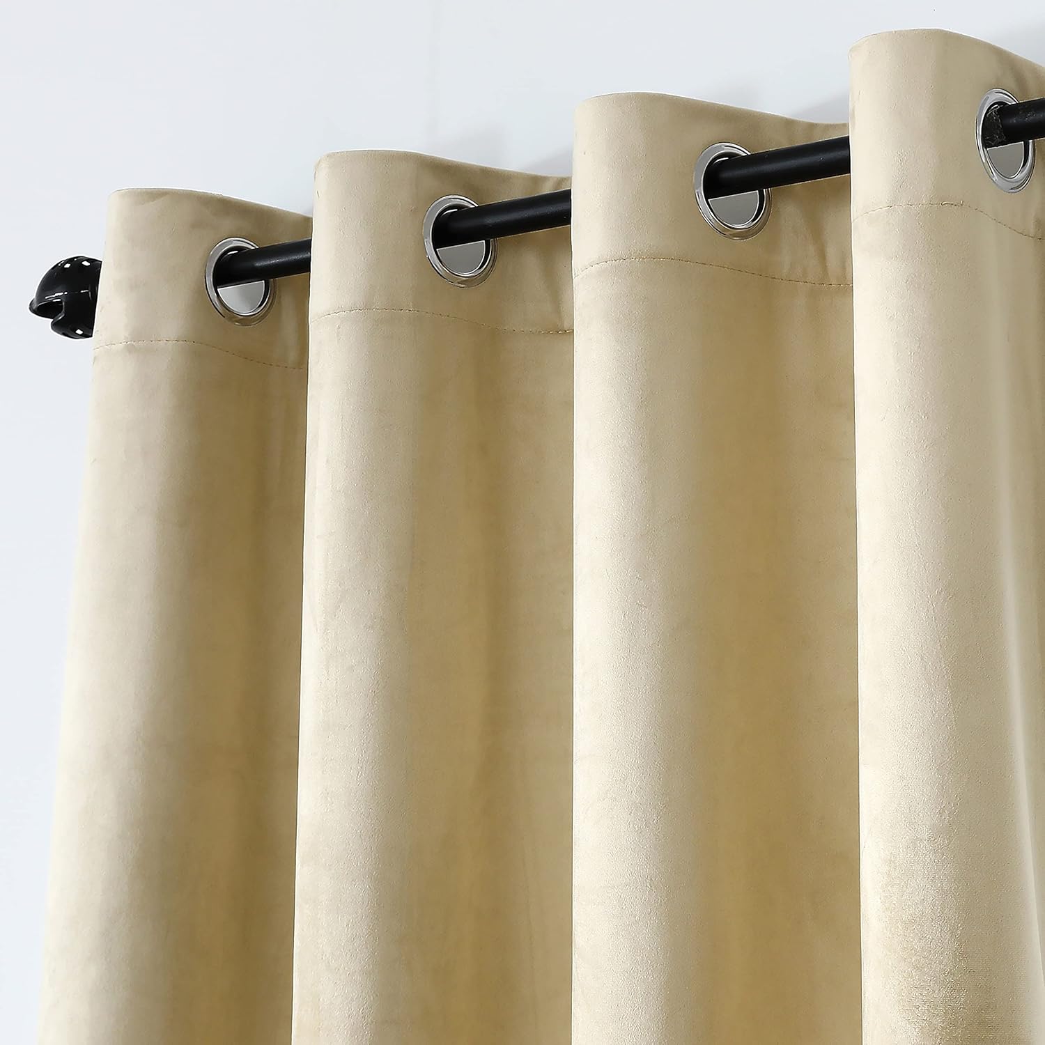 Holonewanner Beige Velvet Blackout Curtains ,W52 x L96 Inch Super Soft Thermal Insulation Velvet-Curtain for Living Room, Bedroom and Guest Room, 2 Panels