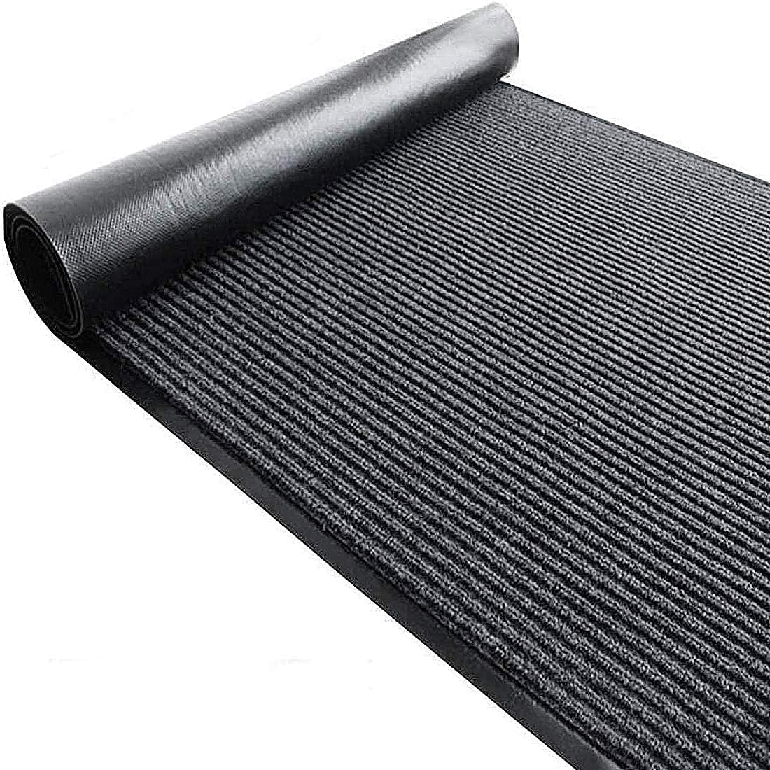 Nisorpa Commercial Grade Door Floor Mat 3' x 10' Brush Step Entrance Mat Slip Skid Entrance Mat with PVC Backing Home Office Hotel Corridor Indoor Outdoor Runner Rug Corridor Carpet, Grey