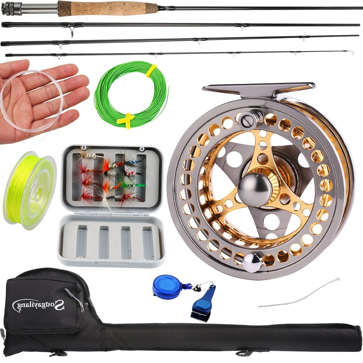 Sougayilang Fly Fishing Rod Reel Combos with Lightweight Portable Fly Rod and CNC-machined Aluminum Alloy Fly Reel,Fly Fishing C