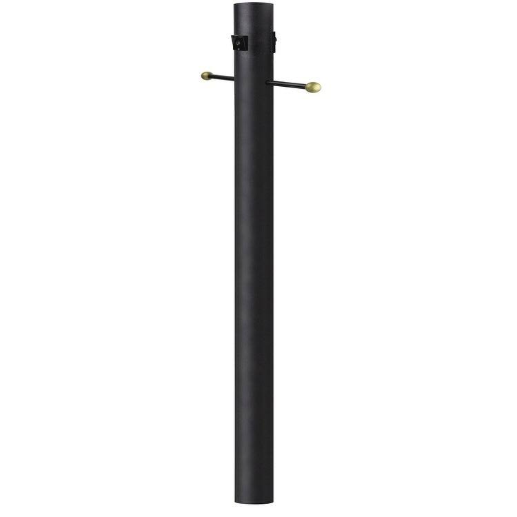 7-ft Lamp Post w/ Cross Arm, Grounded Outlet and Dusk to Dawn Photo Sensor - Black 93T10