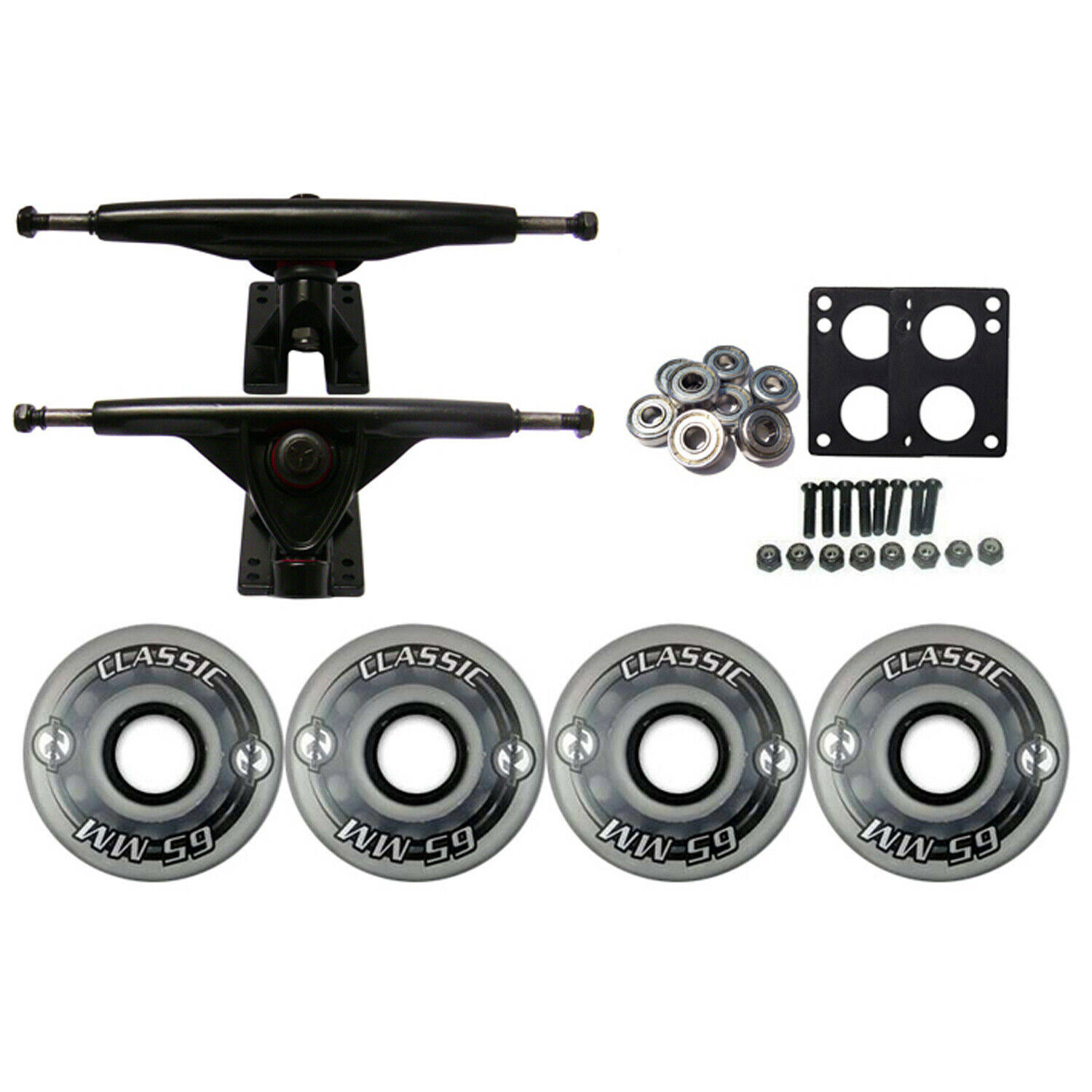 Kryptonics Classic Truck Wheel Pack 65mm Clear 180mm Black
