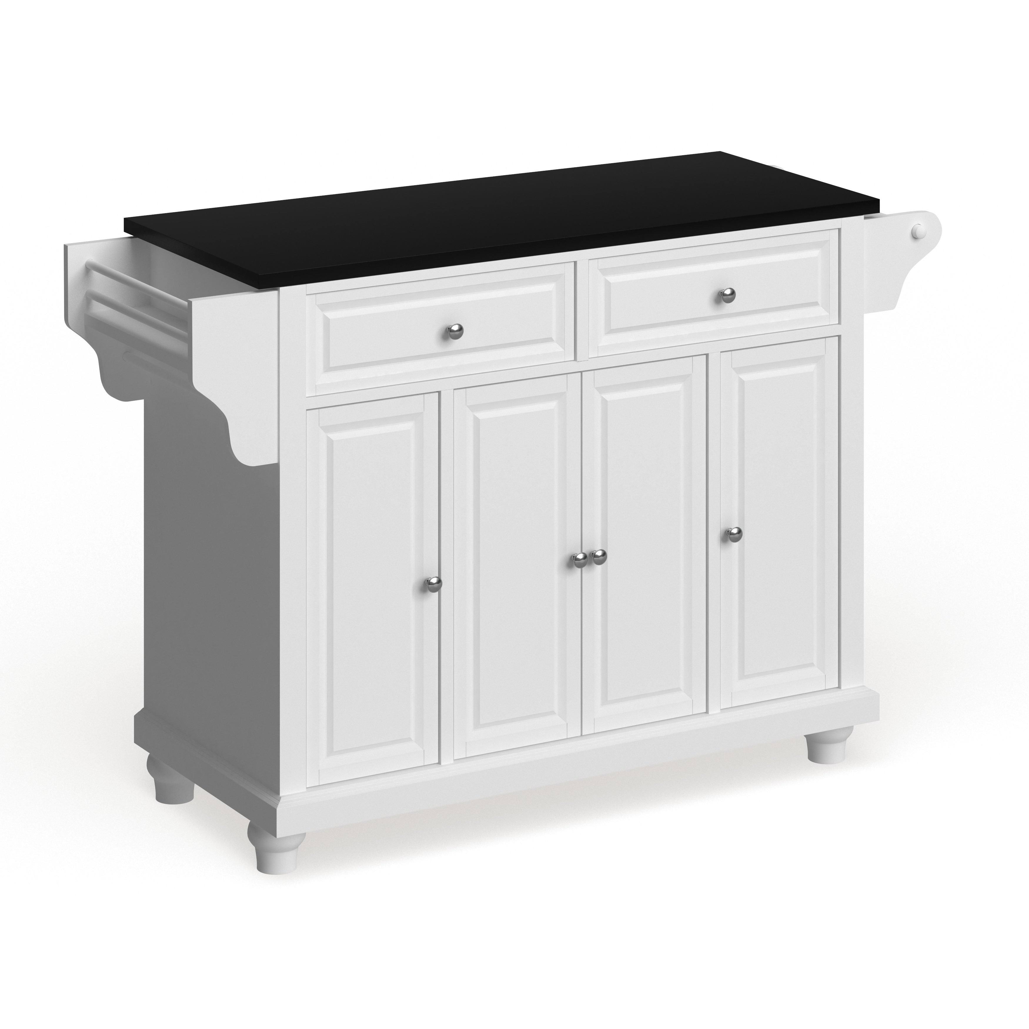 Copper Grove Filbert White with Black Granite Top Kitchen Island - Stationary