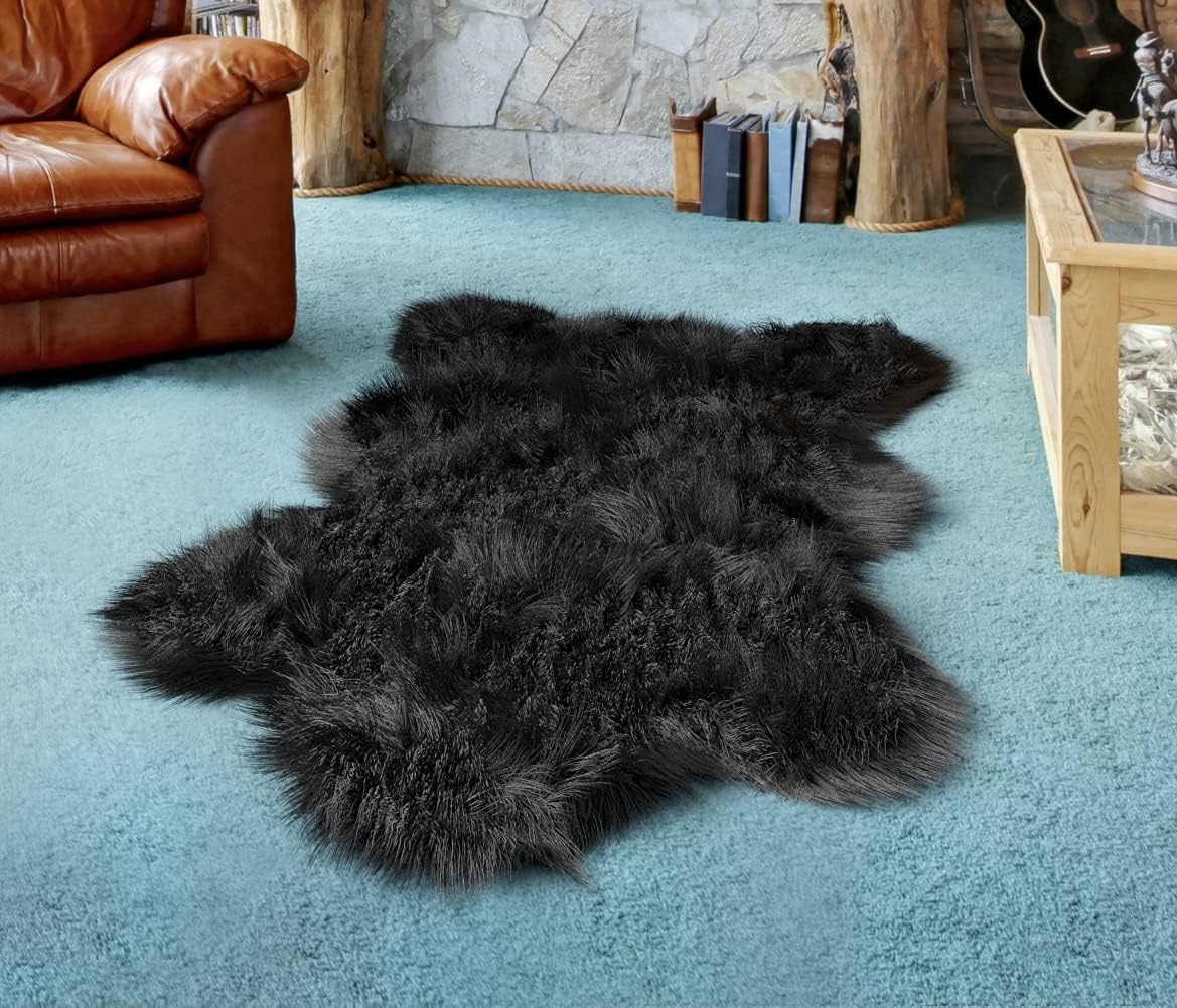Extra Large Faux Bear Skin Area Rug 6ft x 3ft. Bear Skin Rug Extra Hairy. Comfy Faux Fur Bear Rug for Bedroom, Living Room, Cabin or Fireplace. Bear Rug for Nursery