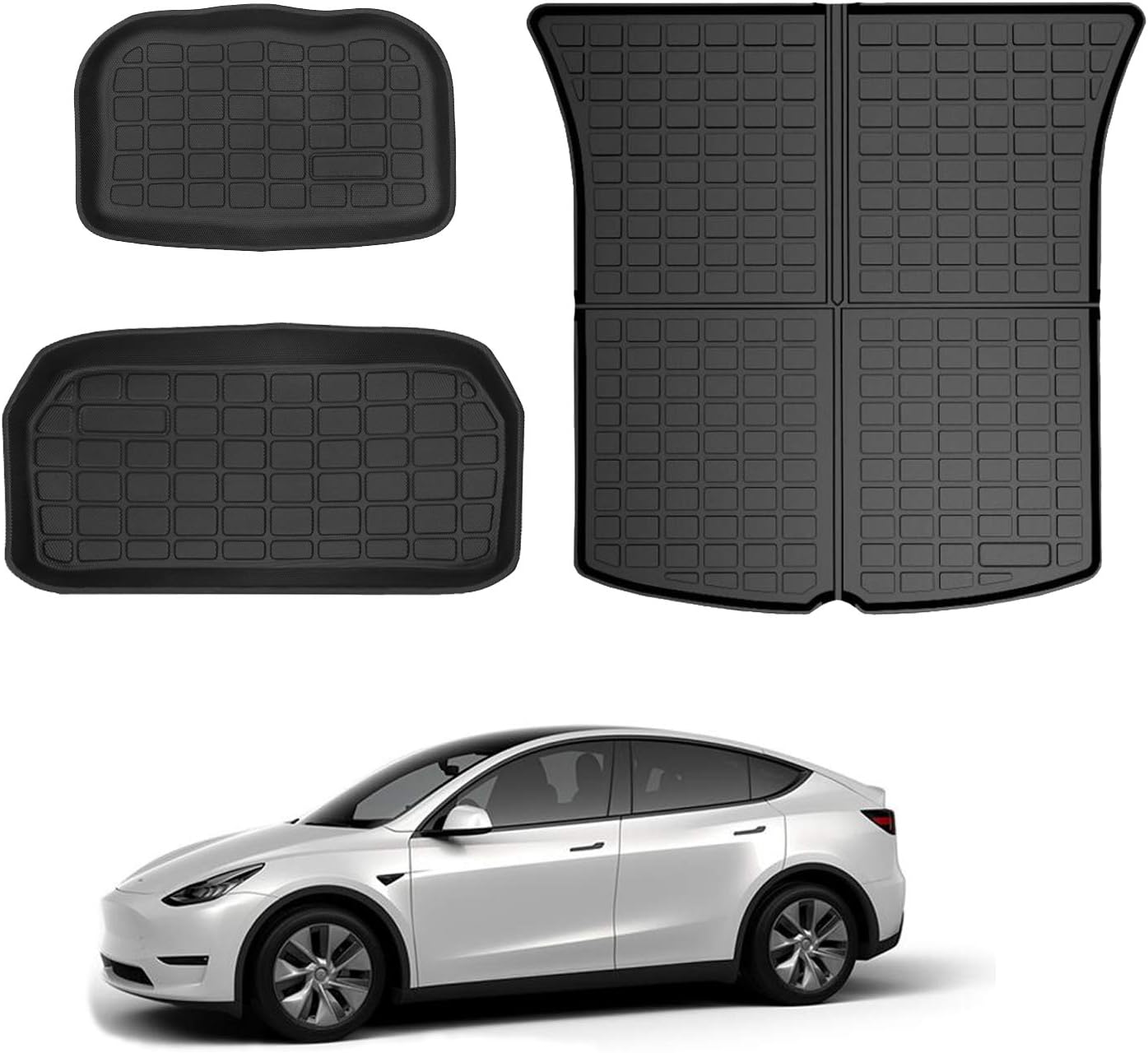 KIKIMO Tesla Model Y Storage Mat and Cargo Liners, Tesla Model Y Accessories, All Weather Trunk Mat, Waterproof Rear Cargo Mat Custom Fit for Tesla, Heavy Duty Floor Mats