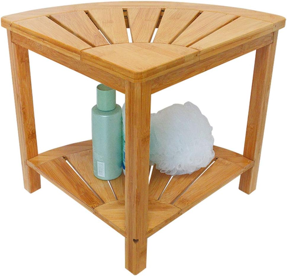 Zhuoyue Corner Shower Bench & Shower Stool with Storage Shelf, Corner Seat for Shower, Use as Small Corner Table Pack of 2