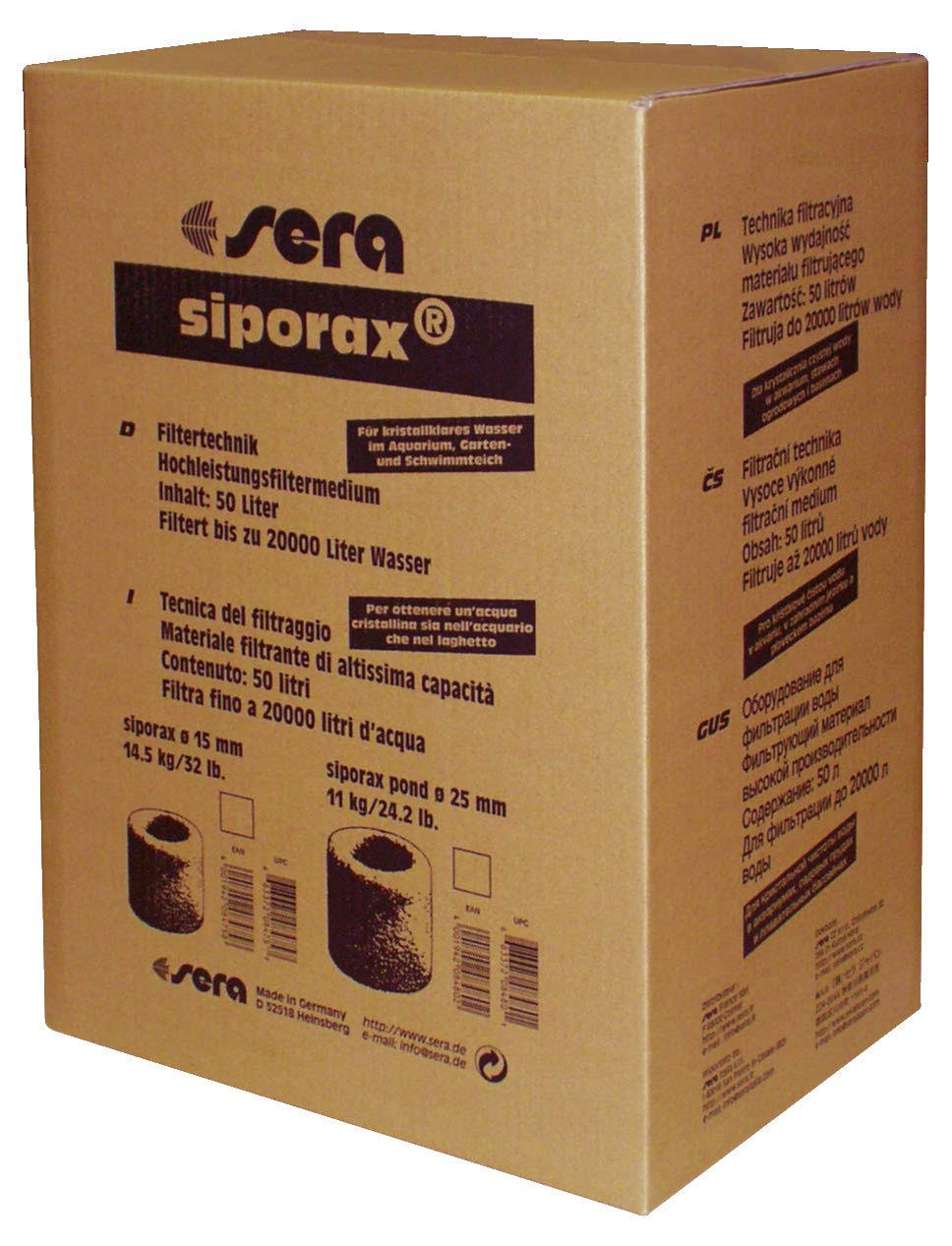 Sera Siporax Professional 15 mm 50 L, 32 lb. Aquarium Filter Accessories