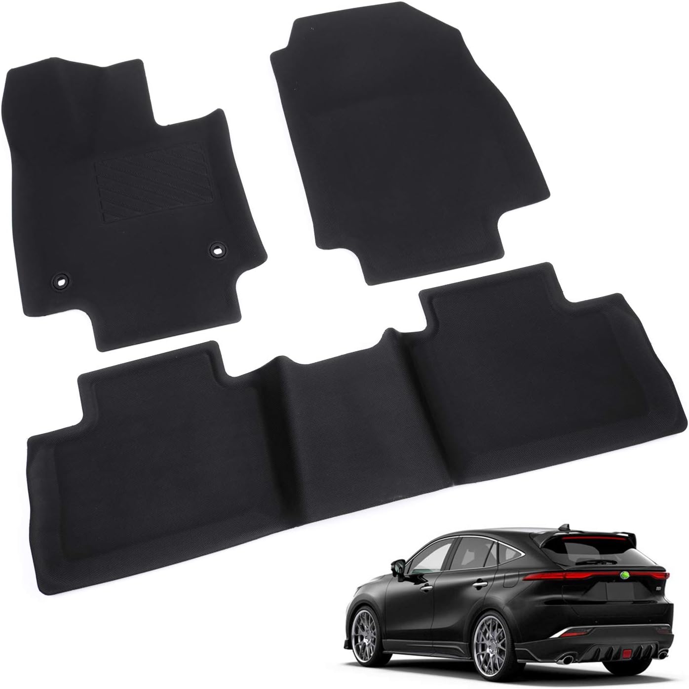 KUST Floor Mats for 2021 2022 2023 Toyota Venza No-Hybrid All Weather Floor Mat Liners Heavy Duty Rubber 2 Row Set Car Mats Black