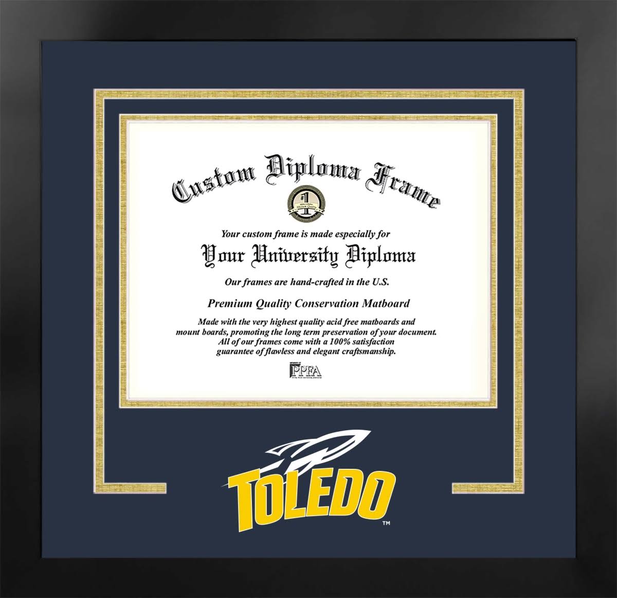 Campus Images OH985NBSD-1411 14 x 11 in. University of Toledo Spirit Diploma Nova Black Frame