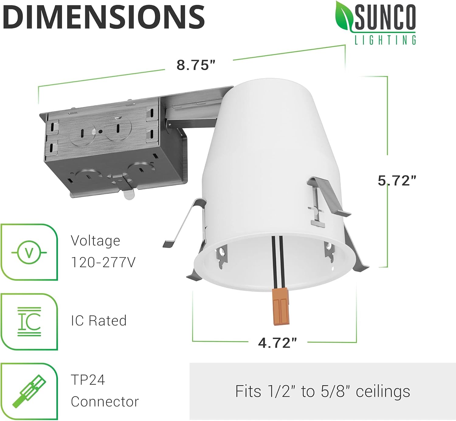 Sunco Lighting 12 Pack Can Lights for Ceiling 4 Inch Remodel Recessed Lighting Housing, 120-277V, TP24 Connector Included, Air Tight Steel Can, Easy Install, IC Rated, UL Listed