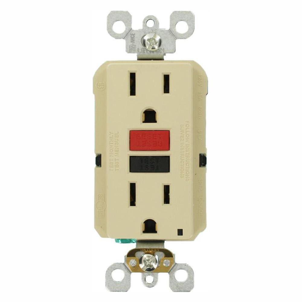 Leviton 15 Amp Self-Test SmartlockPro Slim Duplex GFCI Outlet, Ivory (6-Pack)