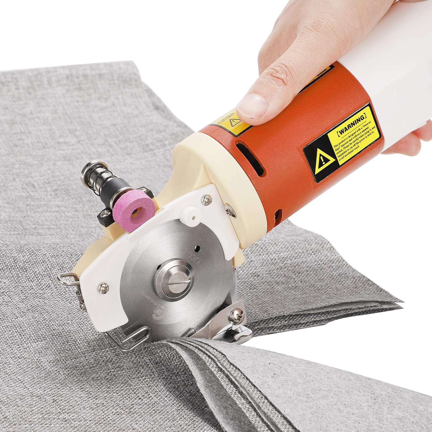 CGOLDENWALL YJ-65 Electric Rotary Fabric Cutter Cloth Cutting Machine Electric Rotary Scissors for 0.8 inch Multi-Layer Cloth Fabric Leather Wool with Spare Blade