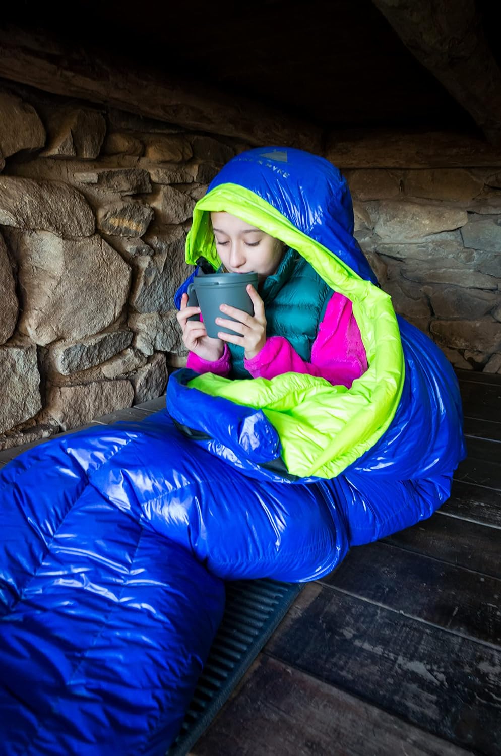 Hyke & Byke Eolus 0 F Hiking & Backpacking Sleeping Bag - 4 Season, 800FP Goose Down Sleeping Bag - Ultralight - Blue/Light Green - 78in - Regular