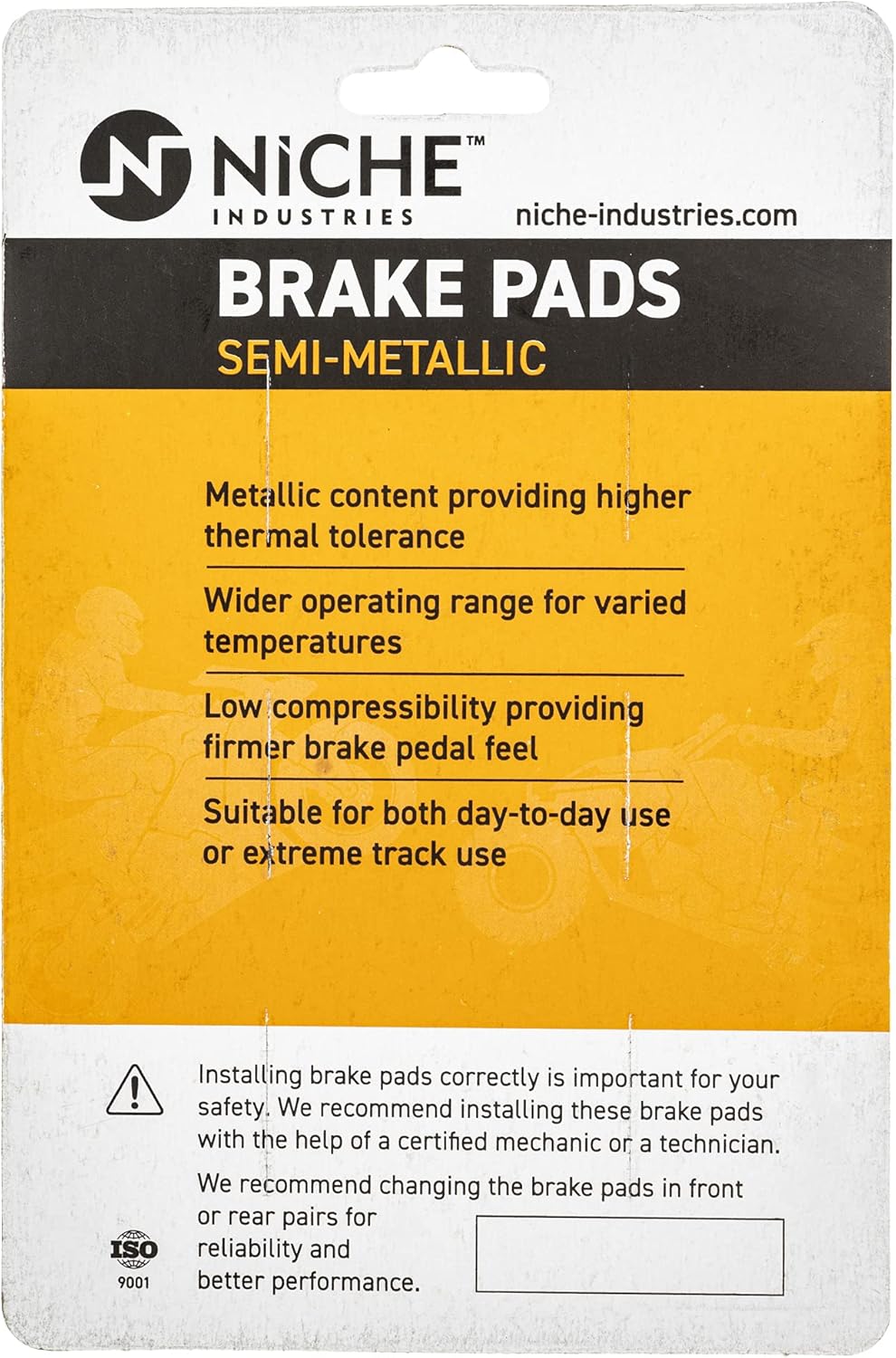 NICHE Brake Pad Set for Polaris IQ Widetrak 550 600 2203532 Rear Semi-Metallic 2 Pack