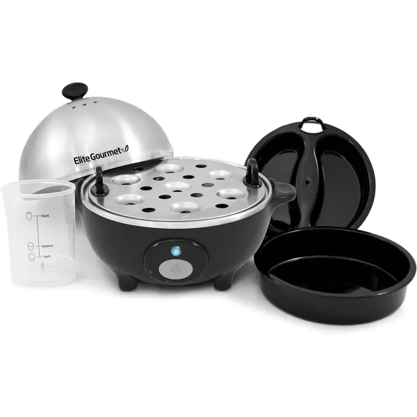 Egg Cookers Easy Electric 7 Egg Capacity Cooker, Poacher, Omelet Maker, Scrambled, Soft, Medium, Hard Boiled with Auto Shut-Off and Buzzer, BPA Free(Stainless Steel)