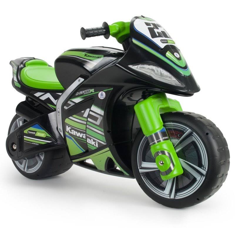 Injusa Kawasaki Winner Foot to Floor Motorbike Black/Green Black u0026 Green
