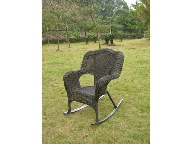 International Caravan Resin Wicker Rocking Chairs, Set of 2, Antique Black