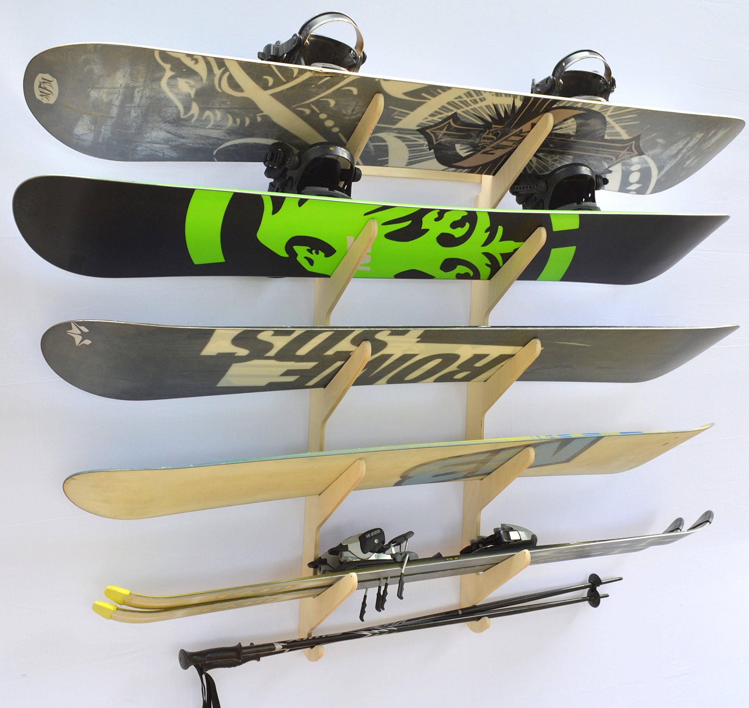 Pro Board Racks Snowboard Ski Hanging Wall Rack -- Holds 5 Boards