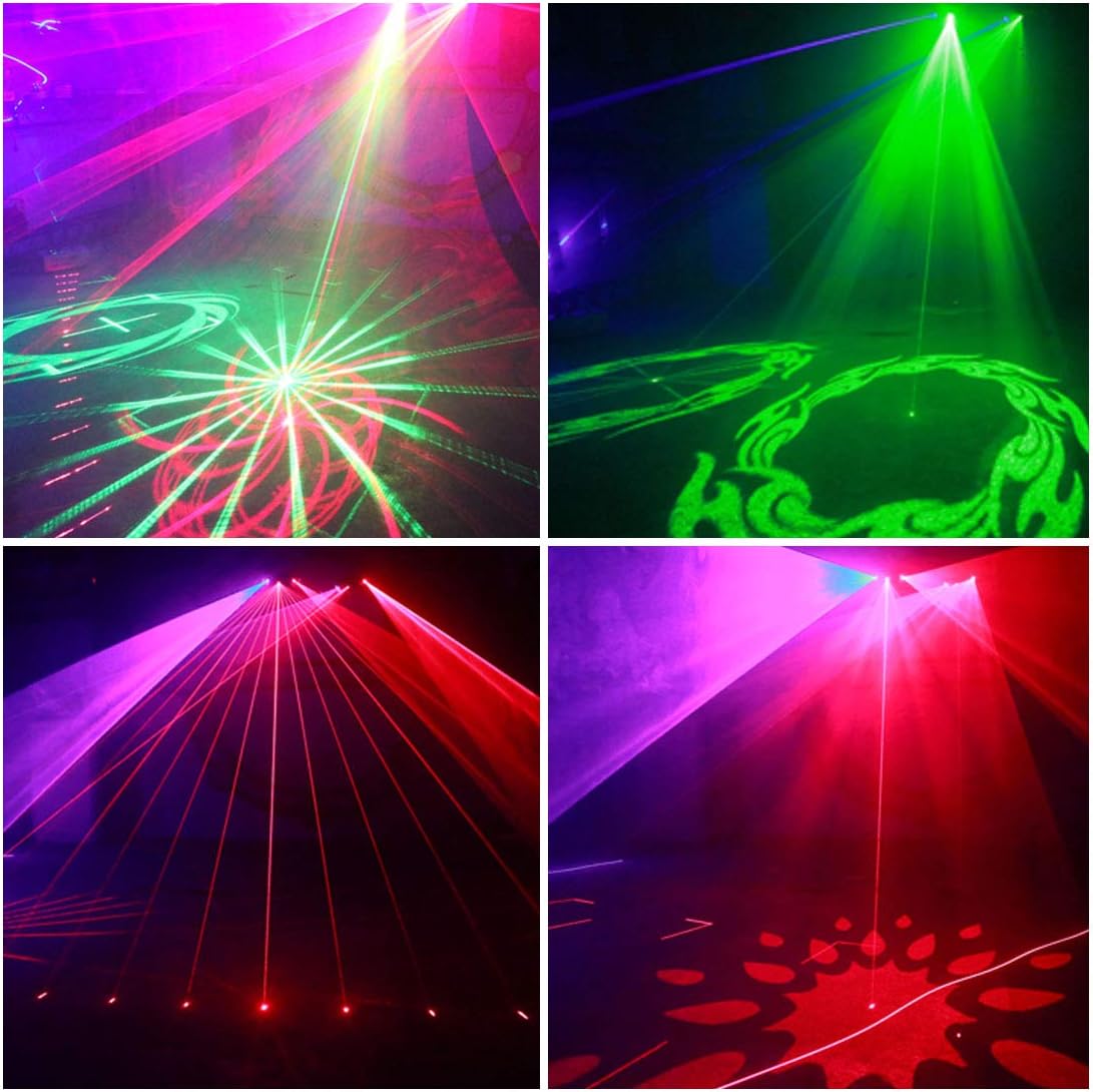 DJ Lights,SAHAUHY Four Beam Effect Stage Light RGB Sound Activated Pattern Party Lights by DMX Control Strobe Light for Birthday Friend Party Disco Dancing Bar Club