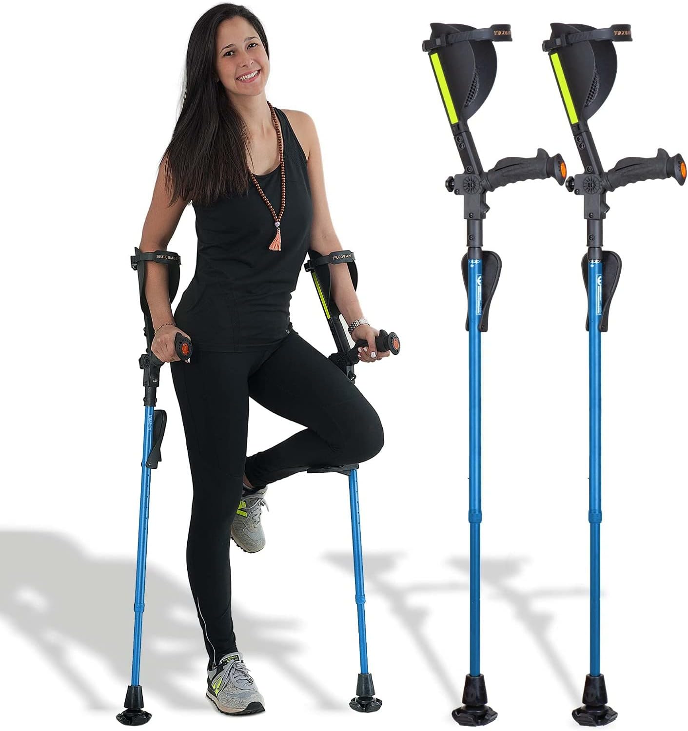 Ergobaum Prime 7TH Generation by Ergoactives. 1 Pair (2 Units) of Ergonomic Forearm Crutches - Adult 5' - 6'6'' Adjustable. (Gold)