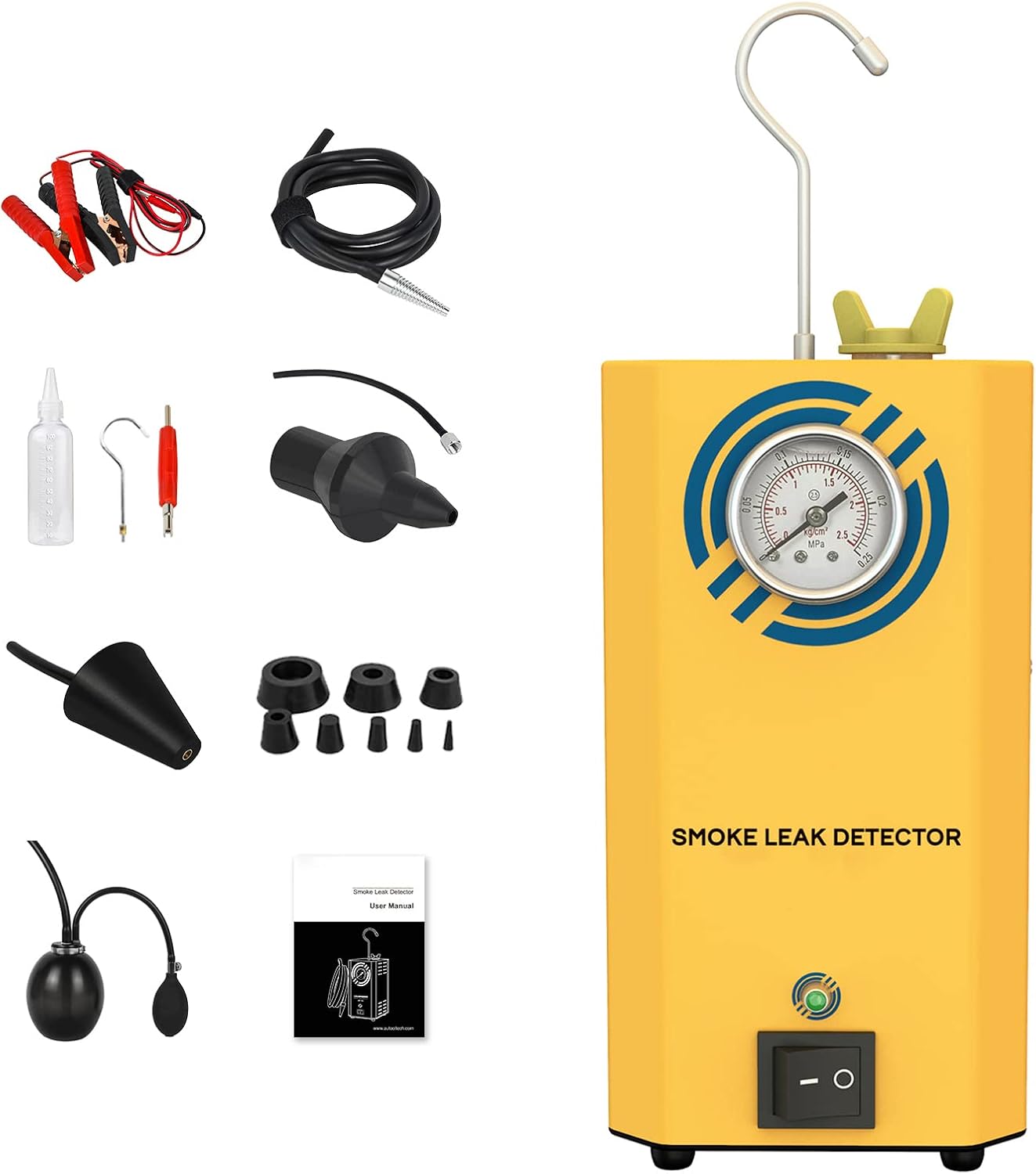 LINXINO Car Fuel Pipe Smoke Leak Detector 12V, Automotive EVAP System Smoke Machine Leak Tester Diagnostic Tool with Built-in Air Pump/Pressure Gauge for Vehicle SUV Truck Motorcycle Boat