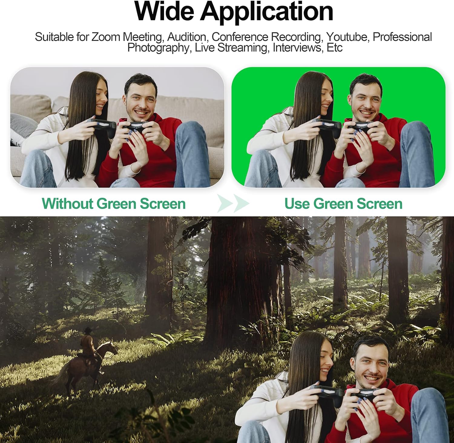 EMART Green Screen Backdrop with Stand, 5x7 ft Collapsible Greenscreen with Portable T-Shaped Background Support Kit, 5x8.5 ft Adjustable Stand for Streaming, Gaming, Zoom Pack of 2