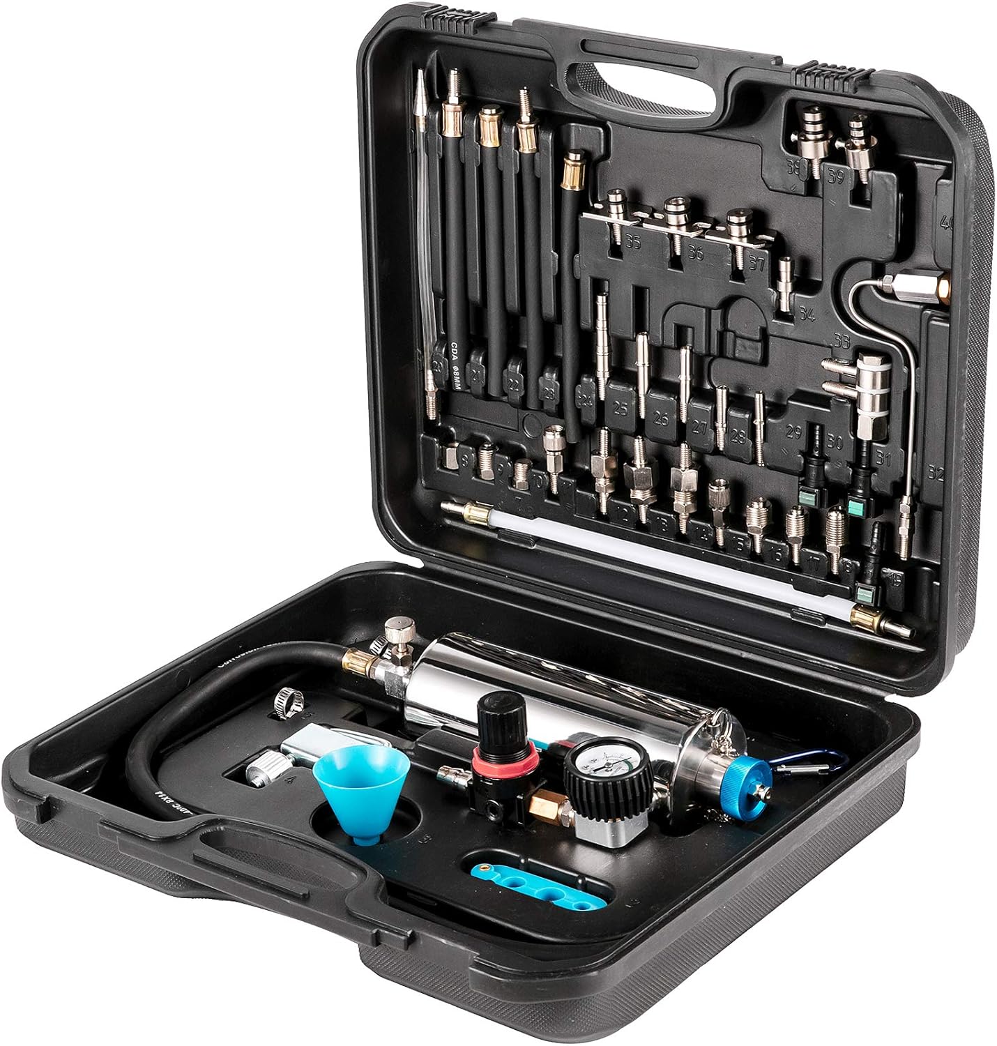 Mophorn Non-dismantle Injector Cleaner 600ML Automotive Non-dismantle Gasoline Fuel Injector Tester and Cleaner Fuel System Fuel Injector Cleaner Tool Set for Petrol EFI Throttle (0-140PSI) Pack of 2