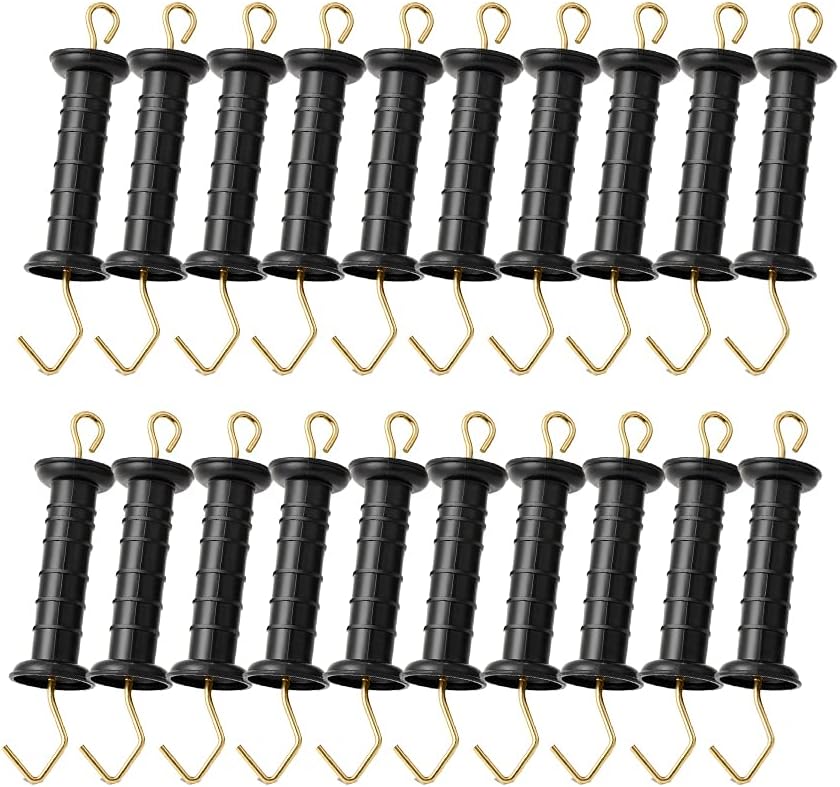 RLOZUI Insulated Fence Plastic Gate Handle, 20PCS Handle Heavy Duty Electric Fence Gate Farm Fence Handle, Black Pack of 2