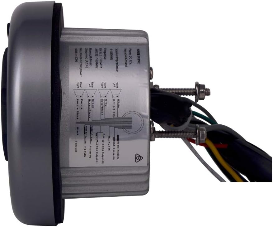 Herdio Round Waterproof Marine Radio - 4 x 40 W Boat in Dash Gauge Stereo Receiver with Bluetooth, AM FM, 2.75 Inches Digital LCD, USB, AUX, RCA (White) Pack of 2