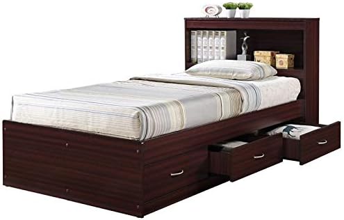 Pemberly Row Twin Captain Storage Bed with 3 Drawers in Black