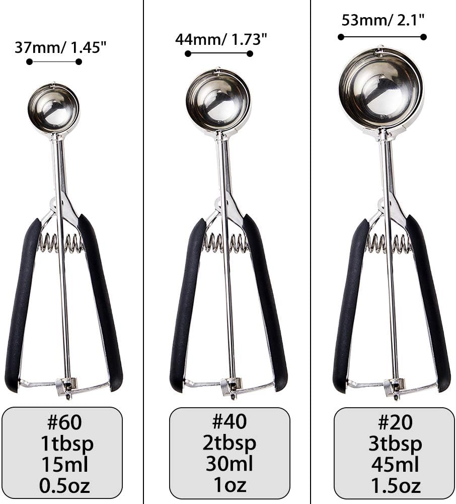 Cookie Scoop Set - Include 1 Tbsp/ 2 Tbsp/ 3Tbsp - 3 PCS Cookie Scoops for Baking - Cookie Dough Scoop - Made of 18/8 Stainless Steel Pack of 2
