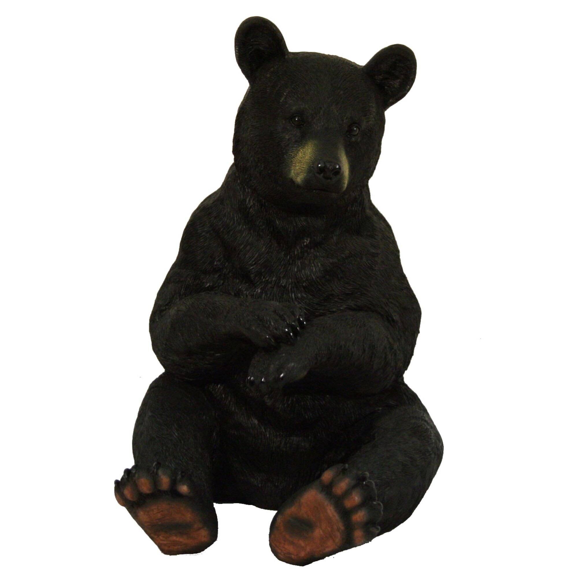 20x22 Black and Brown Bear Sitting Outdoor Statue - 33831444