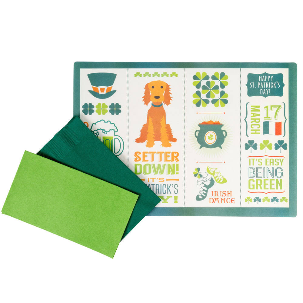 Hoffmaster 856782 10x22 x 14x22 St. Patrick&s Day Placemat Combo Pack - 250/Case
